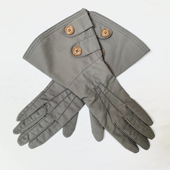 Gucci Washed Gabardine Long Button Gloves in Gray - Picture 1 of 9